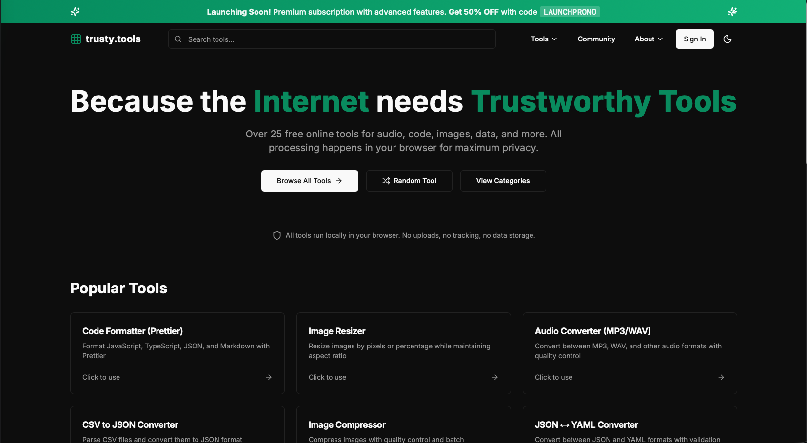 Trusty Tools Dark Mode